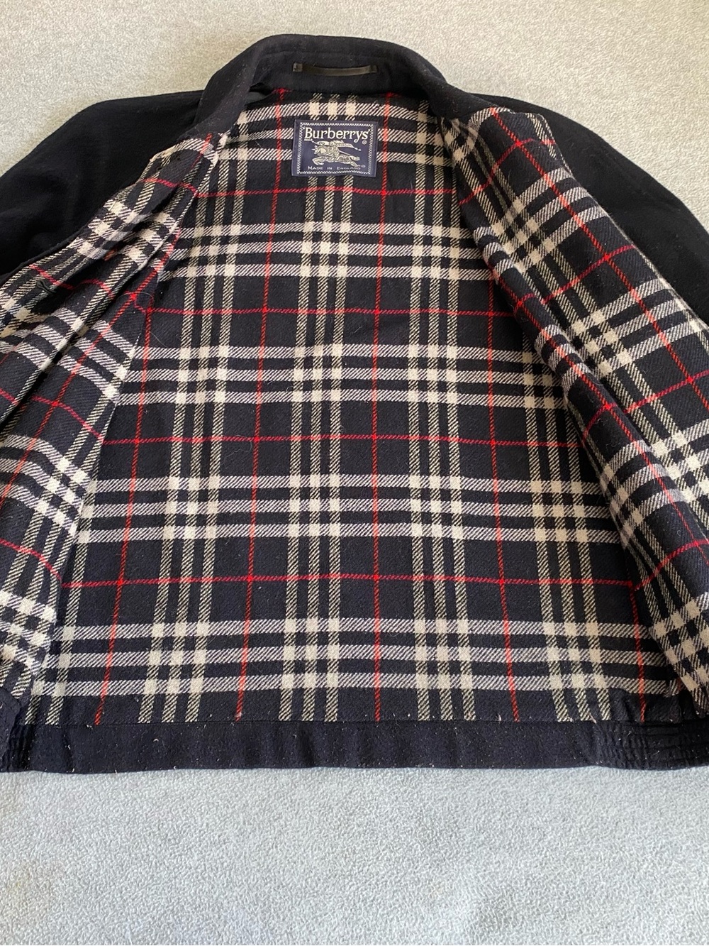 Vintage BURBERRYS' women's Jacket Wool Alpaca Nova Check Plaid Interior SZ Lg - Picture 11 of 16